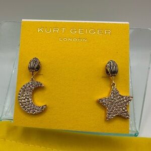 Kurt Geiger Star Moon Eagle Head earrings and Dust Bag NWT